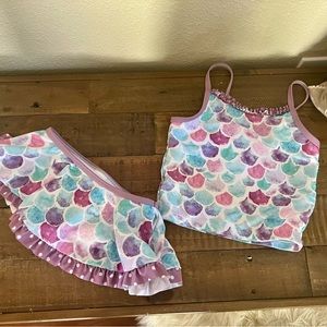 EUC Penelope Plum Mermaid Scale Skirted Tankini Swimsuit Size 3t